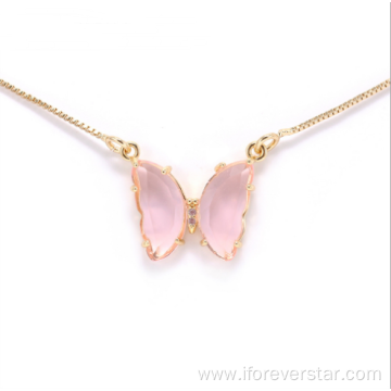 young gold plated butterfly necklace jewelry women